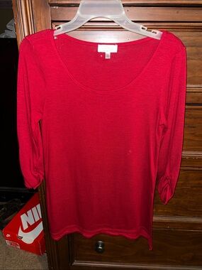 Soulmates Red Scoop Neck 3/4 Sleeve Tunic